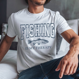 Vissen is mijn therapie T-shirt voor vader, visser