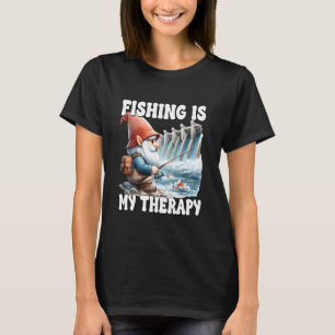 Vissen Is Mijn Therapie Visser Grootvader Gnome Vo T-shirt
