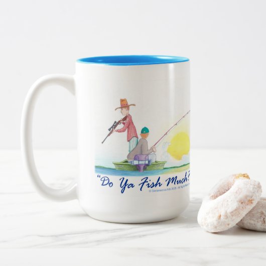 Vissen jullie veel? tweekleurige koffiemok (Met donut)