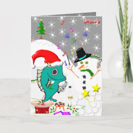 Vissen Kerst Kaart. Feestdagen Kaart