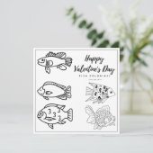 Vissen Kinder Kaart Happy Valentine's Day (Staand voorkant)