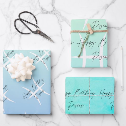 Vissen Kleurstrologie Verjaardag Inpakpapier Vel (Voorkant)