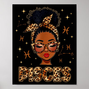 Vissen koningin zwarte vrouwen afro meisje sterren poster