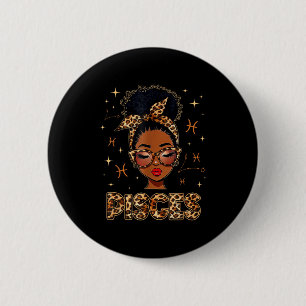 Vissen koningin zwarte vrouwen afro meisje sterren ronde button 5,7 cm