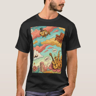 Vissen Kunst Natuur Cartoon Illustratie Landschaps T-shirt