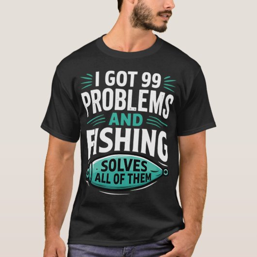 Vissen Lost Alle Problemen Grappig Op T-shirt (Voorkant)