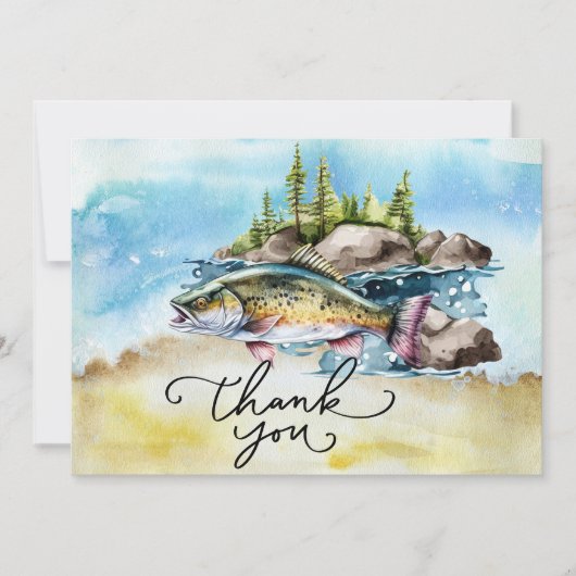 Vissen Lovers waterverf stijl Bedankkaart (Voorkant)