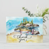 Vissen Lovers waterverf stijl Bedankkaart (Staand voorkant)