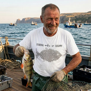 Vissen Maakt Me Gelukkig Grappige Kruiswoordvis T-shirt