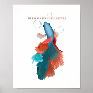 Vissen maken het leven beter, blauw, groen, rood,  poster