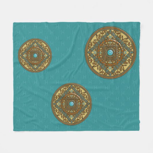 Vissen Mandala Fleece Dekbed Deken (Voorkant (Horizontaal))