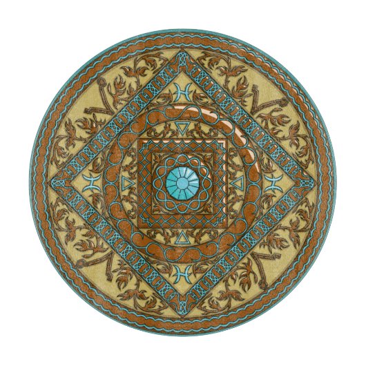 Vissen Mandala glazen snijplank (Voorkant)