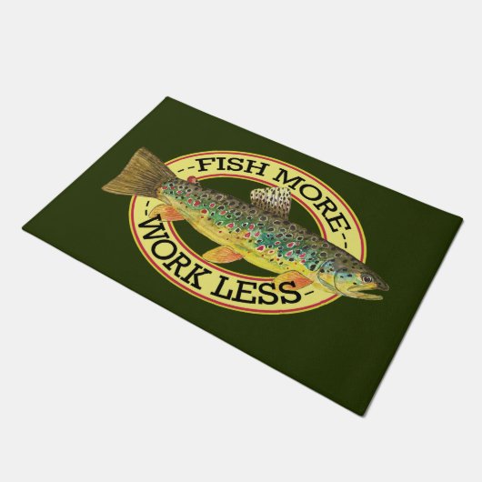 VISSEN MEER - WERKEN MINDER bruine forel Welkom Deurmat (Schuin)