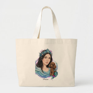 Vissen Meisje met Poodle – Zodiac Horoscoop Grote Tote Bag
