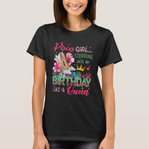 Vissen Meisje Stap Als Koningin Bloemen Hoge T-shirt