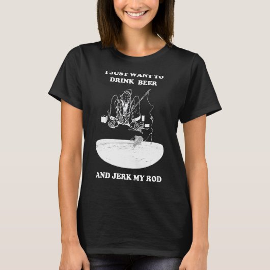 Vissen met bier en hengel t-shirt (Voorkant)
