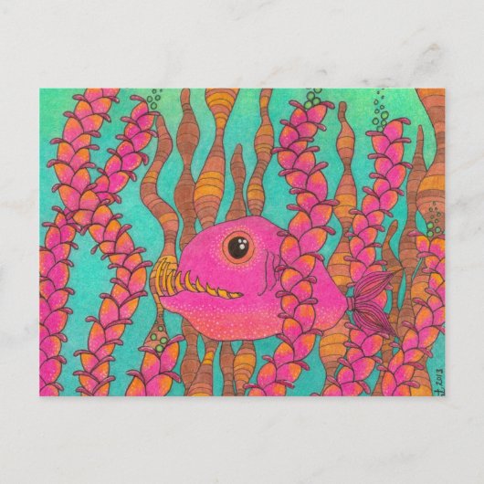 Vissen met Big Teeth! Briefkaart (Voorkant)