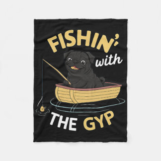 Vissen Met De Gyp Pug Op Boot Vissen Fleece Deken