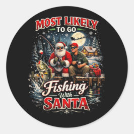 Vissen met de Kerstman Ronde Sticker