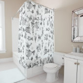 Vissen met een fantastische schets planten bladere douchegordijn (In situ)