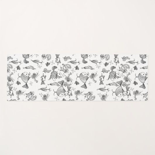 Vissen met een fantastische schets planten bladere yogamat (Voorkant (horizontaal))