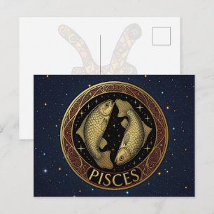 Vissen met een hoorn Dierenriem symbool Briefkaart