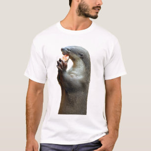 Vissen met gladde coating die otter eten t-shirt
