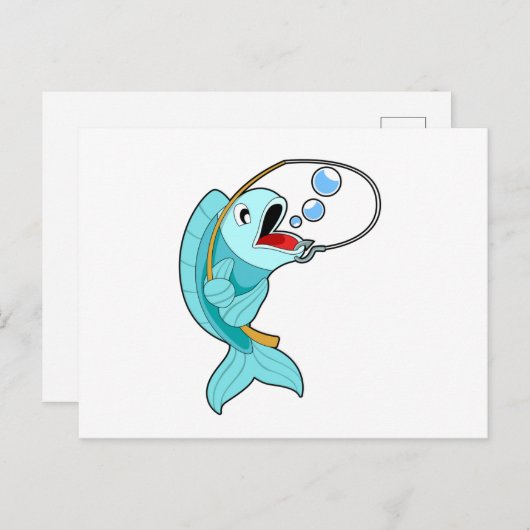 Vissen met hengel briefkaart (Voorkant / Achterkant)