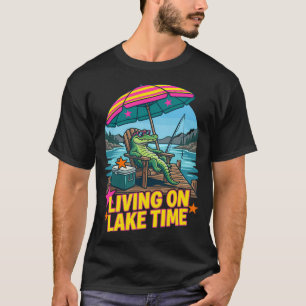 Vissen met hengel en hoed t-shirt