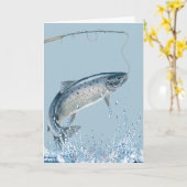 Vissen met hengel in ruste en vis  kaart (Gele Bloem)