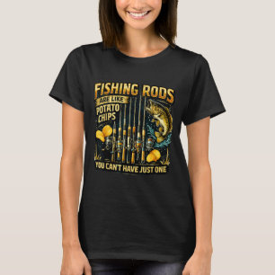 Vissen met hengelstokken is leuk, net als chips t-shirt