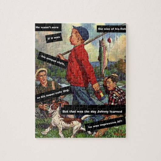 Vissen met hond - Retro grappig - Onderschat niet Legpuzzel (Verticaal)