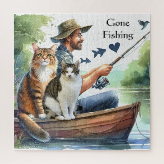 Vissen met katten Cute kattenliefhebbers puzzel (Verticaal)