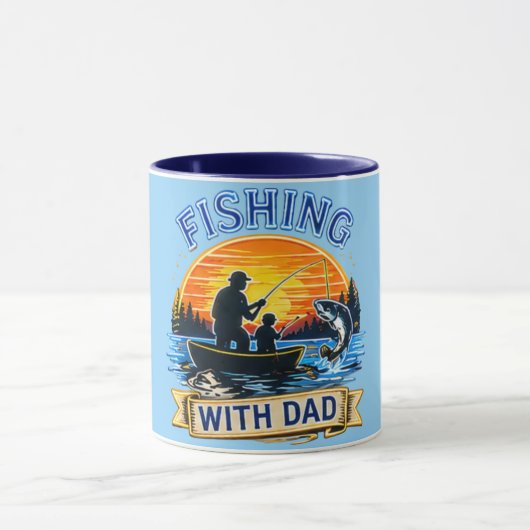 Vissen Met Papa – Perfecte Vaderdag Cadeau Mok (Midden)