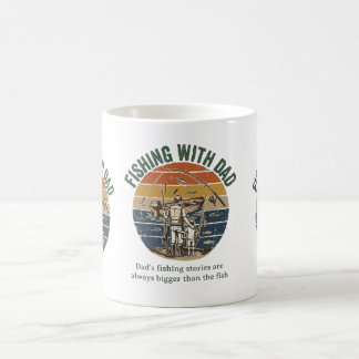 Vissen met vader vintage, retro ontwerp koffiemok