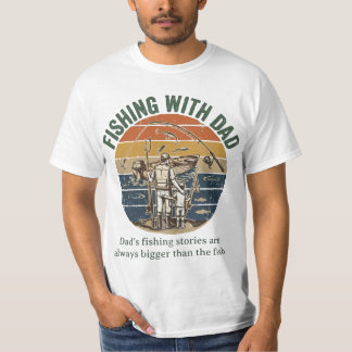 Vissen met vader vintage, retro ontwerp t-shirt