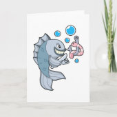 Vissen met vishaak & Worm Kaart (Voorkant)