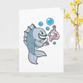 Vissen met vishaak & Worm Kaart (Gele Bloem)