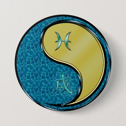 Vissen & Metaal Hond Ronde Button 7,6 Cm (Voorkant)