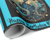 Vissen Naam toevoegen Verjaardag Zodiac Gift Cadeaupapier (Rol Hoek)