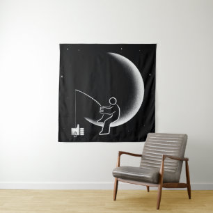 Vissen naar Likes Halvemaan Illustratie Wandkleed