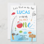 Vissen O-Fish-Ally 1e verjaardagsuitnodiging Kaart (Voorkant)