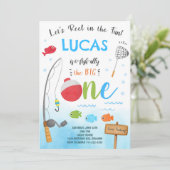 Vissen O-Fish-Ally 1e verjaardagsuitnodiging Kaart (Staand voorkant)