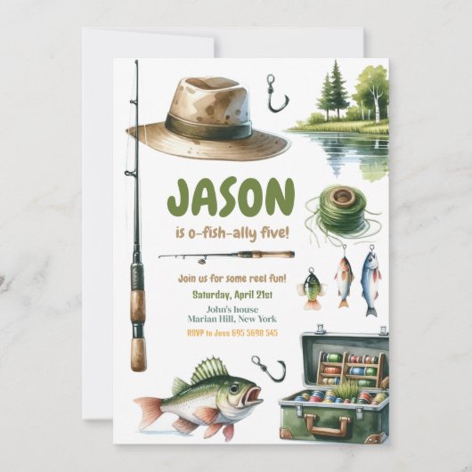 Vissen O-Fish-Ally Kids Verjaardagsfeestuitnodigin Kaart (Voorkant)