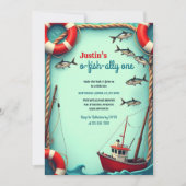 Vissen O-Fish-bondgenoot One Boys 1st Birthday Par Kaart (Voorkant)