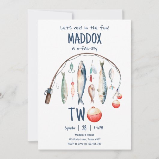 Vissen O-Fish-ieel Twee Blauwe Jongen 2de Verjaard Kaart (Voorkant)