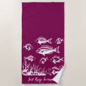 Vissen onder water-Fisherman stijl wijn kleur Strandlaken (Voorkant)