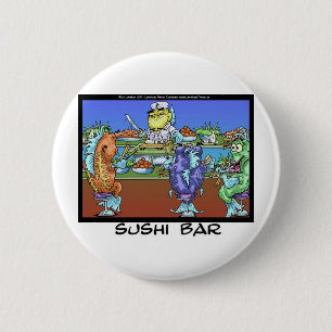 Vissen ontmoeten markten AKA Sushi Bar Funny Gifts Ronde Button 5,7 Cm
