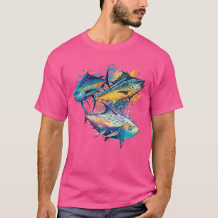 Vissen op 3 tonijn sportvissen t-shirt