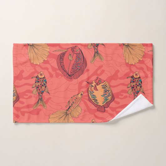Vissen op levende koraalachtergrond bad handdoek (Handdoek)